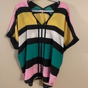 Gibson  Latimer Short Sleeve Multi Colored Top Size Medium Women